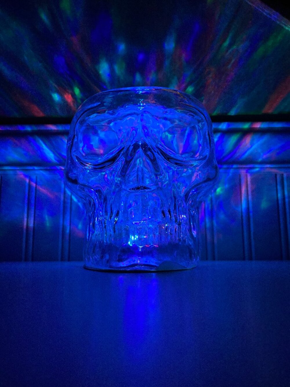 Bath & Body Works Halloween 2021 Light Up Skull 3 Wick Glass Candle Holder